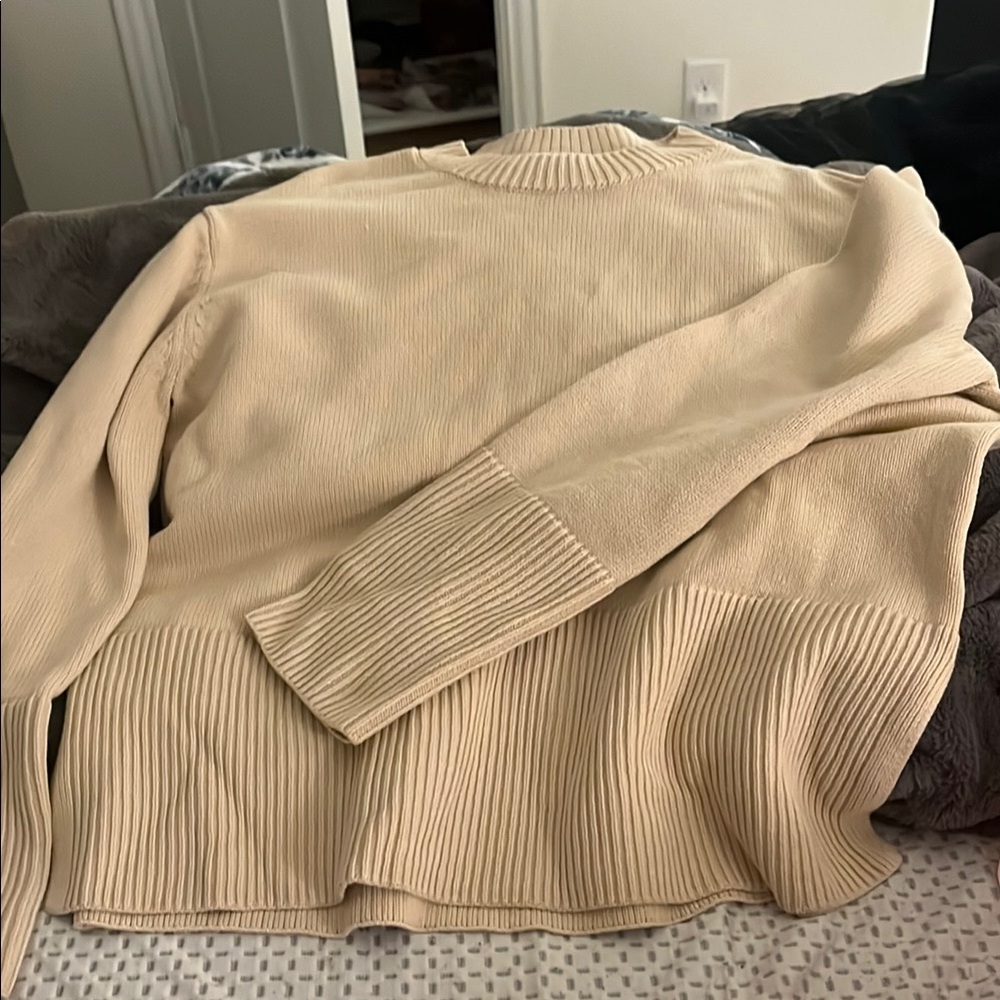 Beige Ribbed Sweater